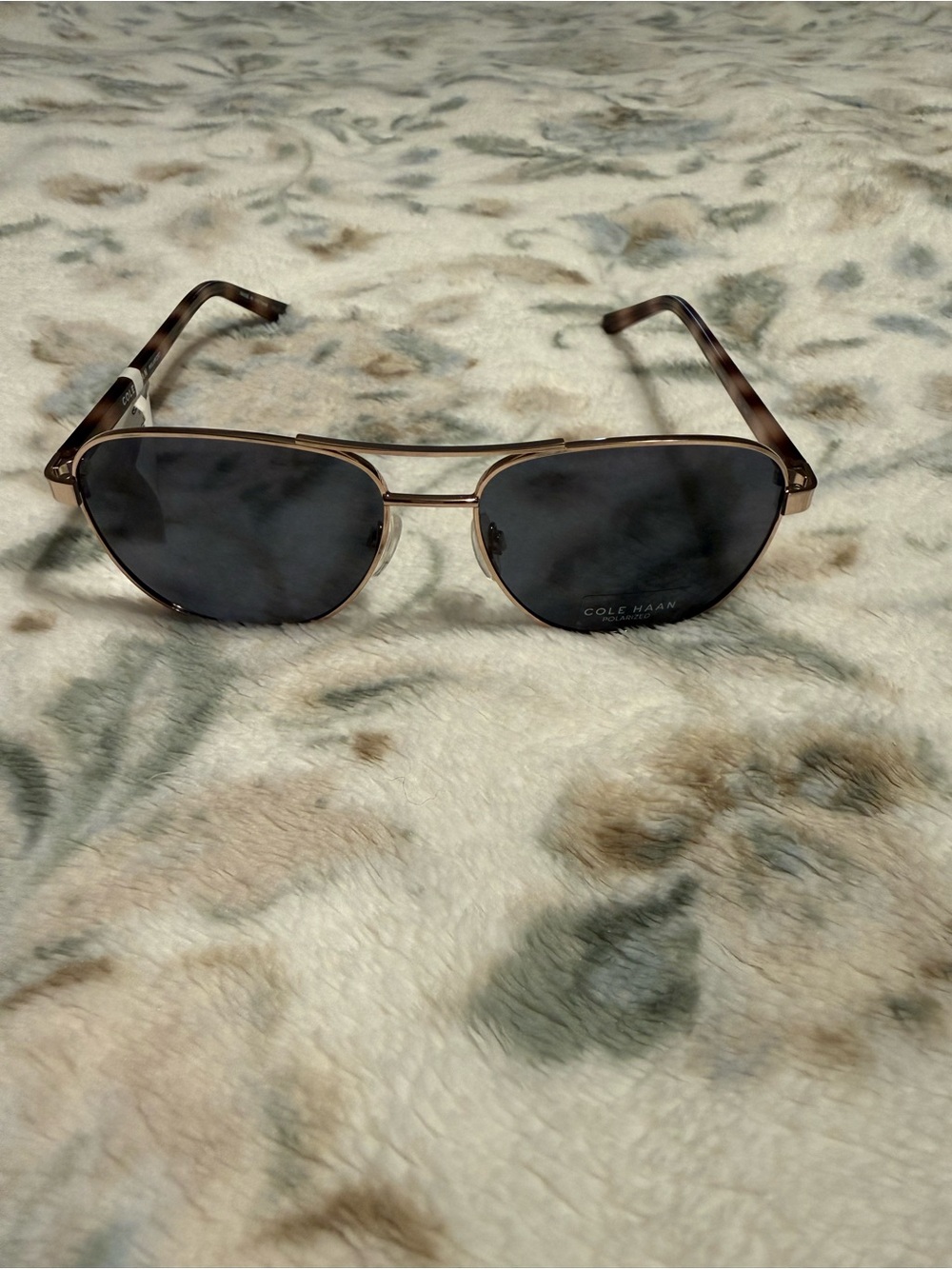 Cole Haan Aviator Sunglasses in Black Lenses with Tortoiseshell Temples